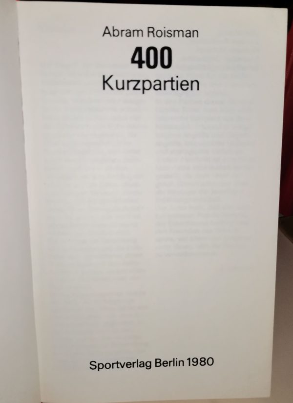 Abram Roisman: 400 Kurzpartien (Erste Auflage) - Image 2
